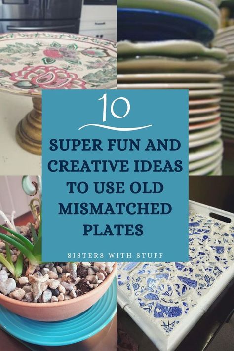 Repurposed Plates Ideas, Upcycle Plates Repurposed, Upcycle Old Plates, Extra Garage, Broken China Crafts, Repurposed China, Rustic Boutique, Mismatched Plates, Diy Recycled Projects