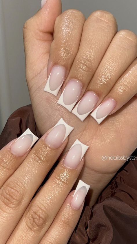 Curved Nails, French Acrylic Nails, Tip Nails, Nails Inspo, French Tip Nails, Mani Pedi, Feminine Energy, Short Nails, Nail Ideas