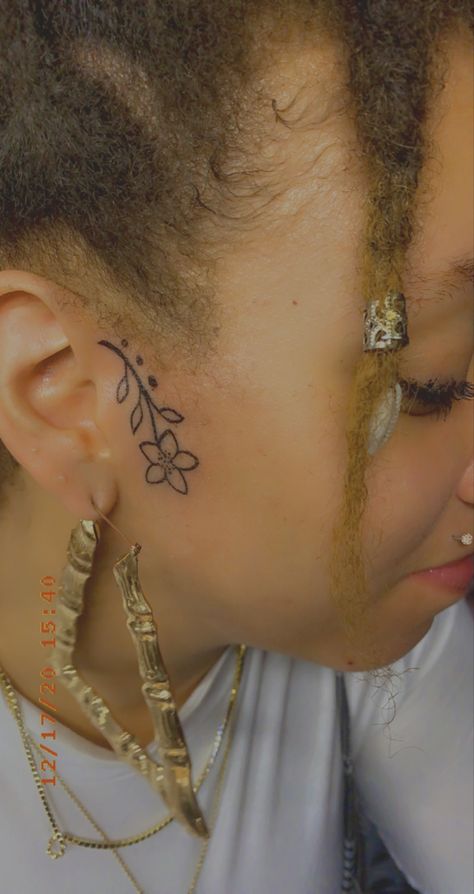 Cute Side Face Tattoos For Women, Small Dainty Face Tattoos, Small Side Of Face Tattoo, Small Sideburn Tattoo Women, Side Face Tattoos For Women, Side Of Face Tattoo, Sideburn Tattoo Women, Flower Face Tattoo, Small Face Tattoos For Women