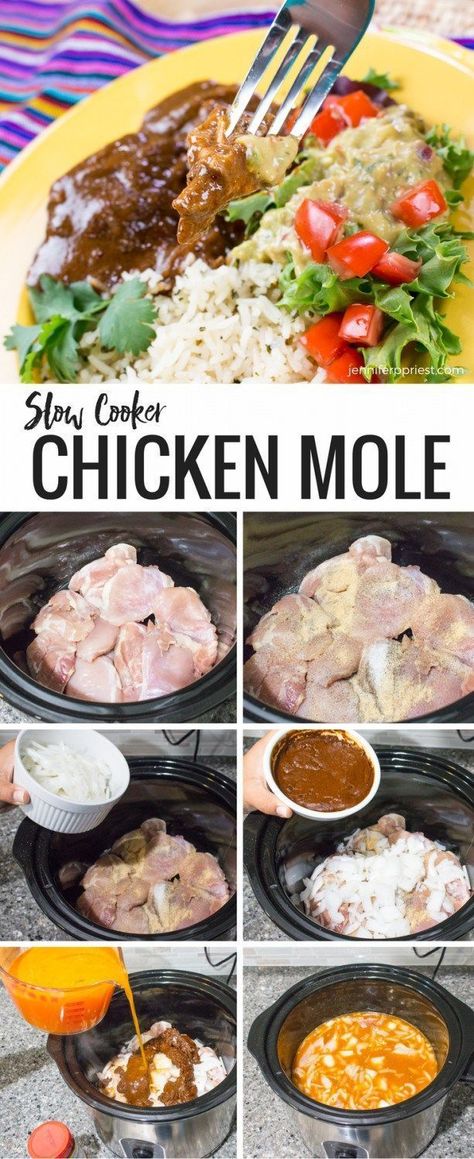 The most delicious EASY Slow cooker chicken mole recipe with Knorr creamy guacamole. #pruebaelsabordeknorr [AD] #slowcooker #smartfundiy #recipes #mole Chicken Mole Recipe, Easy Recipes For Dinner, Creamy Guacamole, Mole Recipe, Slow Cooker Enchiladas, Dinner Recipes With Ground Beef, Beef Recipes For Dinner Easy, Recipes For Dinner Easy, Chicken Mole