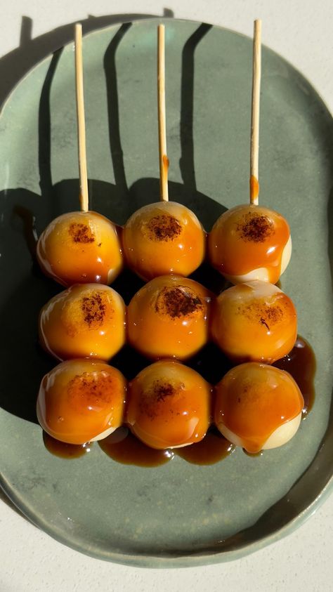 Ma’ayan | vegan, healthy & gluten free recipes | MITARASHI DANGO🍡 🇯🇵 For the full recipe head to itsvegansis.com - link in bio🙌 I’ve been seeing this recipe going around and finally… | Instagram Mitarashi Dango Recipe, Dango Recipe, Mitarashi Dango, Baking Brownies, Chinese Candy, Square Pan, No Bake Brownies, Vegan Healthy, Healthy Gluten Free Recipes