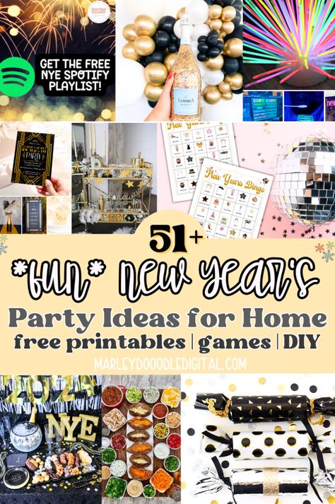 Get inspired with 51+ NYE party ideas you don’t want to miss! From DIY decorations to fun games, free printables, and creative themes, this list has everything you need to throw a memorable New Year’s Eve party. Perfect for teens, families, or at-home celebrations with friends, these ideas are easy, fun, and full of festive flair! Printable New Years Decorations, Nye Cricut Projects, Themes For New Years Eve Party, Nye Manifesting, Teen Nye Party Ideas, New Years Eve Crafts For Adults, New Years Eve Printables Free, Teen New Years Eve Party Ideas, New Years Diy Decorations