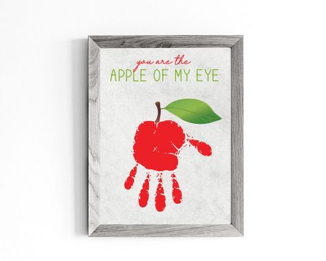 You are the Apple of My Eye, Baby Toddler Kids Art Crafts, Apple Keepsake Memory, Printable Card, DIY Memory Keepsake, Instant Download #diy #kidcraft #kidsactivity #diykidscraft #handprint #kidscraftideas #giftformom #giftfordad #handprintart #toddleractivity #handprintcraft #craftforkids #printablecraft #handprintkeepsake #memorykeepsake #kindergartencraft #handprintkit #valentinesday #valentine #bemyvalentine #valentinecard #valentinesdaycard #valentinesdaycraft #valentinesdayactivity Footprint Art Kids, Eye Printable, Dip Paint, Grandparents Day Cards, Apple Activities, Apple Craft, The Apple Of My Eye, Grandparents Day Gifts, Toddler Valentines