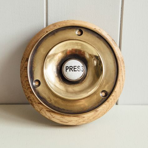 Circular Bell Push - Brass Lobby Designs, Golden Door, Doorbell Button, Victorian Gentleman, 1930s House, Door Bell, Georgian Homes, Oak Hardwood, Door Ideas