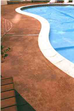 Pool stained concrete Pool Stains, Deck Designs Backyard, Concrete Pool, Backyard Deck, Stained Concrete, Concrete Patio, Deck Design, Pool Patio, Outdoor Living Space