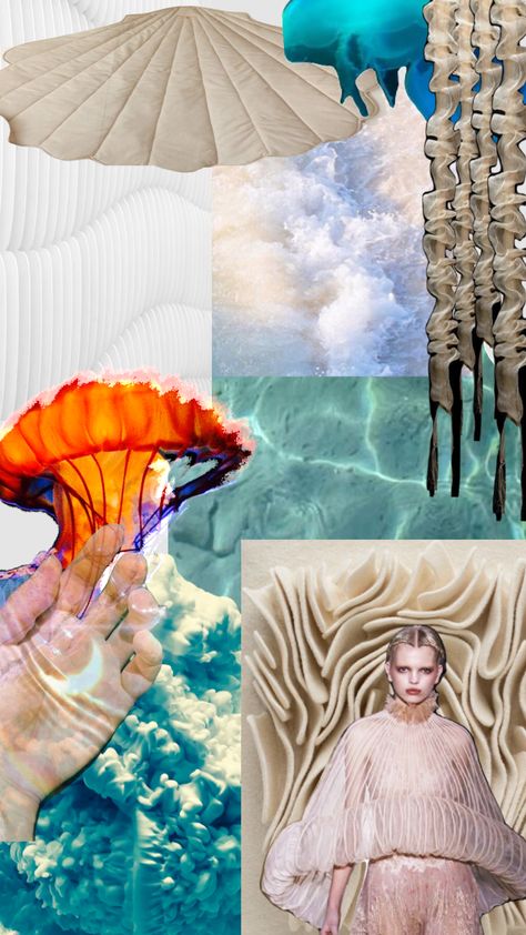 # jellyfish #aquatic #fashion #moodboards Jellyfish Moodboard, Aquatic Fashion, Mood Board Fashion Inspiration, Jelly Fish, Mermaid Art, Mood Board Fashion, Create Collage, Jellyfish, Creative Play