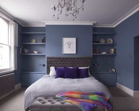 Master bedroom idea, just for the way this is set up, not the colors or bed. Bedroom Chimney Breast, Bedroom Alcove, Royal Colours, Big Bedrooms, Chimney Breast, Beautiful Bedroom, Spare Bedroom, Boy Bedroom, Bedroom Layouts