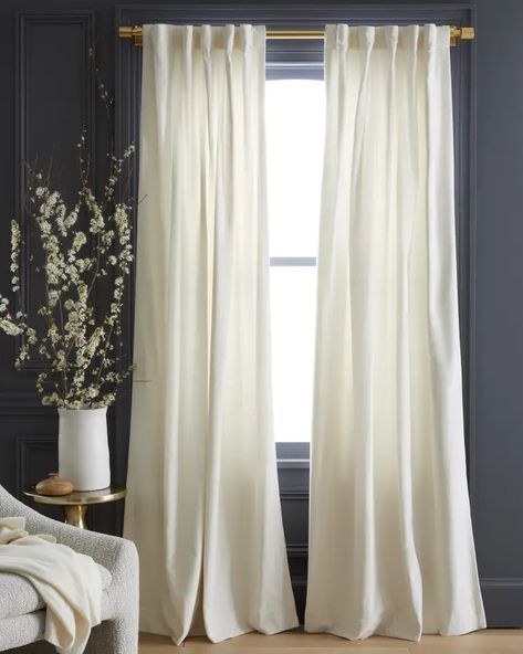 Velvet Curtains | Quince White Velvet Curtains, Goose Down Pillows, Sheer Linen Curtains, Top Treatments, Velvet Drapes, Elegant Curtains, Linen Sheet Sets, Bamboo Sheets, Velvet Curtains