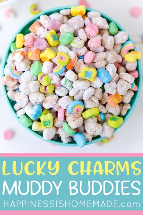 Patrick Day Decorations, Lucky Charms Recipes, St Patrick Day Snacks, Lucky Charms Treats, Rice Crispy Treats Recipe, Patricks Day Decorations, Muddy Buddies Recipe, St Patricks Day Decor, Lucky Charms Marshmallows