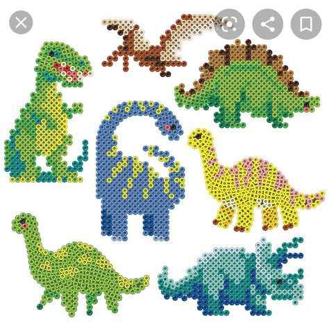 Bead Dinosaur, Ikea Pyssla, Mario Christmas, Pony Bead Animals, Melt Beads Patterns, Bead Animals, Hamma Beads Ideas, Pearl Beads Pattern, Easy Perler Beads Ideas