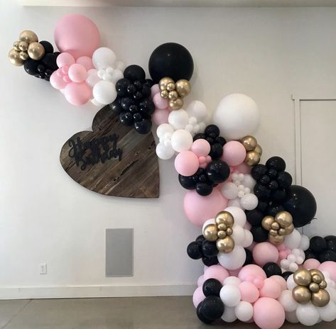 Gold And Pink Balloons, Boys High School Graduation Party, Balloon Creations, Silver Balloon, High School Graduation Party, 16 Birthday, Balloon Gift, Black Balloons, Pink Balloons