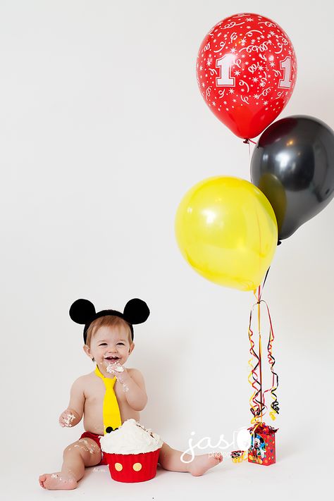 Baby Photography -- Cake Smash! Mickey Mouse Baby Birthday, Mickey Mouse Smash Cakes, Mickey Mouse Birthday Theme, Mickey Mouse Birthday Decorations, Mickey First Birthday, Mickey 1st Birthdays, Mickey Mouse Birthday Cake, Mickey Mouse Themed Birthday Party, Mickey Mouse Photos