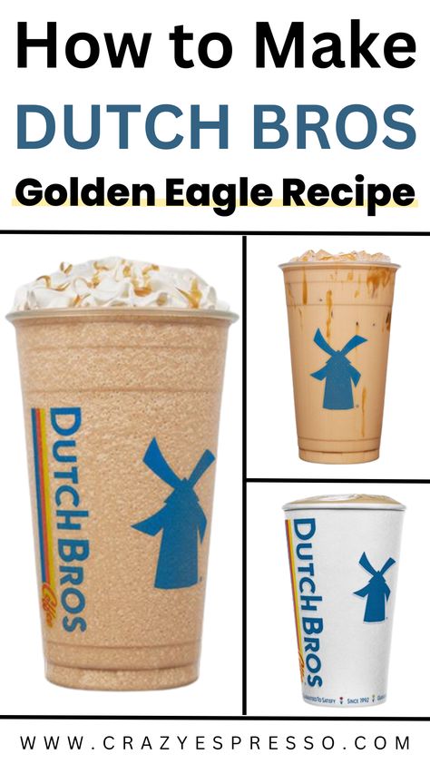 Dutch Bros Golden Eagle Recipe Homemade Dutch Bros Golden Eagle Chai, Dutch Bros Caramel Pumpkin Brulee Recipe, How To Make Dutch Bros Golden Eagle, Golden Eagle Chai Dutch Bros Recipe, Dutch Brothers Golden Eagle Recipe, Dutch Bros Kicker Recipe, Dutch Bros Golden Eagle Chai Recipe, Homemade Dutch Bros Drinks, Dutch Bros Drinks Coffee Recipe