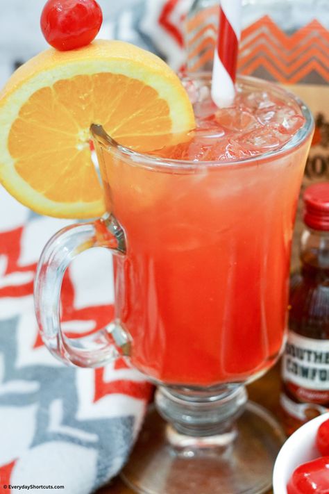 The Alabama Slammer is a delicious and refreshing cocktail that is made with only four ingredients and perfect for summertime sipping. Alabama Slammer Recipe, Alabama Slammer, Icee Recipe, Cherry Brandy, Sloe Gin, Refreshing Cocktail, Freshly Squeezed Orange Juice, Summer Cocktail Recipes, Southern Comfort