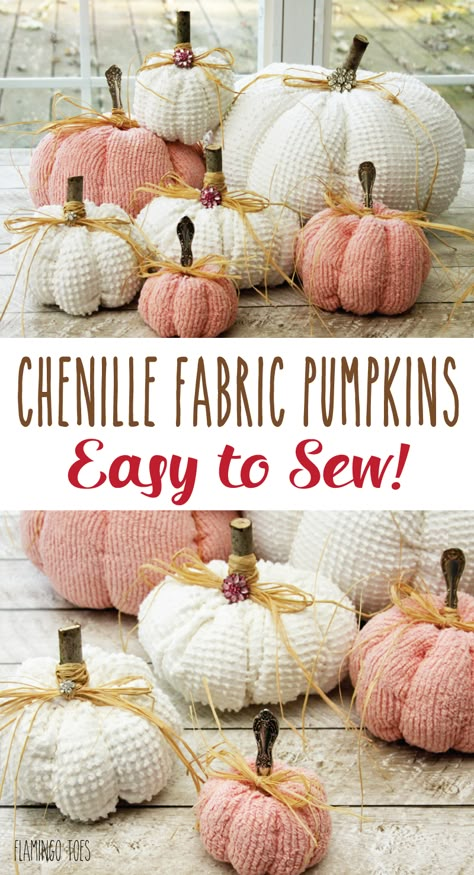 Chenille Fabric Pumpkins | Chenille Pumpkins Tutorial, Sewn Fabric Pumpkins Diy, Chenille Pumpkins Diy, Stuffed Fabric Pumpkins Diy, Making Fabric Pumpkins, How To Make Cloth Pumpkins, Vintage Chenille Crafts, Cloth Pumpkins Diy, How To Make Fabric Pumpkins