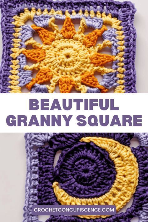 Needleart Ideas Design Granny Square, Drawn Crochet Pattern, Sun And Moon Granny Square Blanket, Crochet Square Shawl, Best Granny Square Patterns, Crochet Paw Print Keychain Pattern Free, Granny Circles Crochet Pattern, All In One Granny Square Yarn, Sun And Moon Granny Square Crochet Pattern