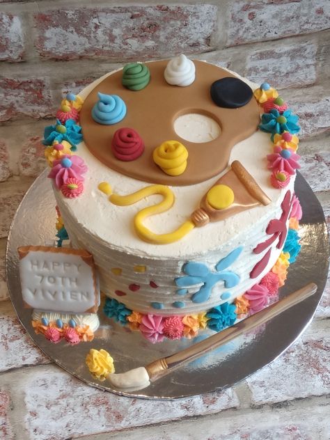 Birthday Cake For Artist, Cake For Artist, Artist Theme Cake, Cake For 70th Birthday, Cake 70th Birthday, 70th Birthday Cake Ideas, Art Party Cakes, Birthday Cake Pinterest, Art Birthday Cake