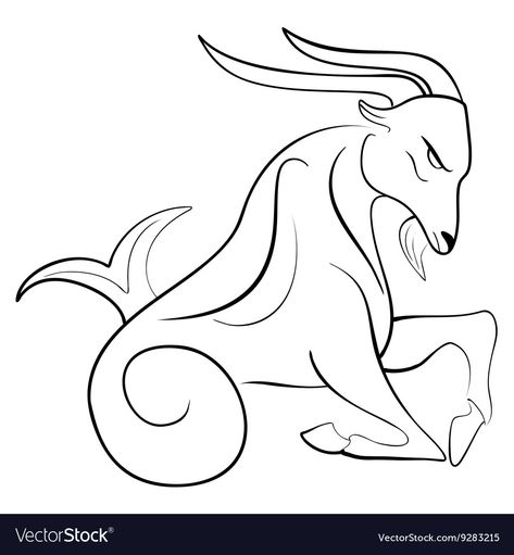 Capricorn Line Art, Capricorn Drawing Zodiac, Capricorn Drawing, Capricorn Symbol, Zodiac Sign Capricorn, Capricorn Art, Art Vector Illustration, Cute Disney Characters, Symbol Drawing