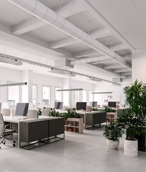 Open Office Design, Cool Office Space, Commercial And Office Architecture, Open Space Office, Office Design Inspiration, Loft Office, Modern Office Space, Office Interior Design Modern, Modern Office Interiors