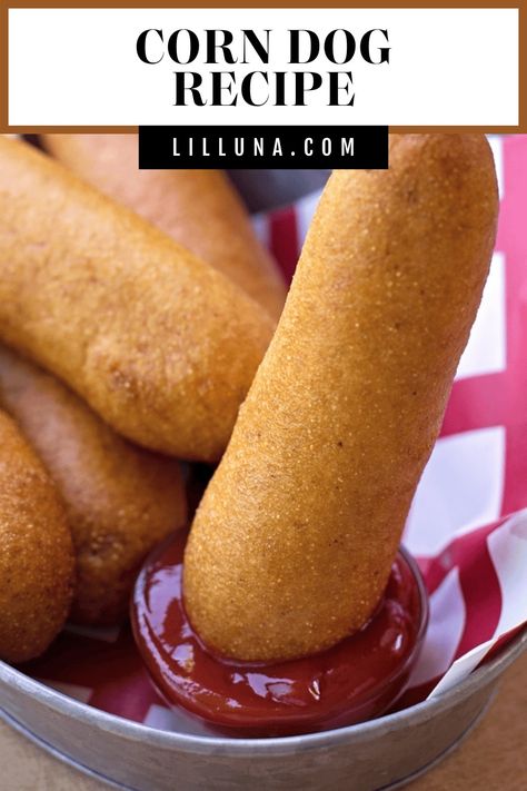 This recipe is a beyond simple delicious hand-dipped corn dog making you never want to buy store-bought again! #handdippedcorndogs #corndog #corndogs Homemade Corn Dogs, Corn Dog Recipe, Homemade Corndogs, Corn Dog Muffins, Corndog Recipe, Bacon Wrapped Asparagus, Kids Cooking Recipes, Corn Dog, Honey Mustard Sauce