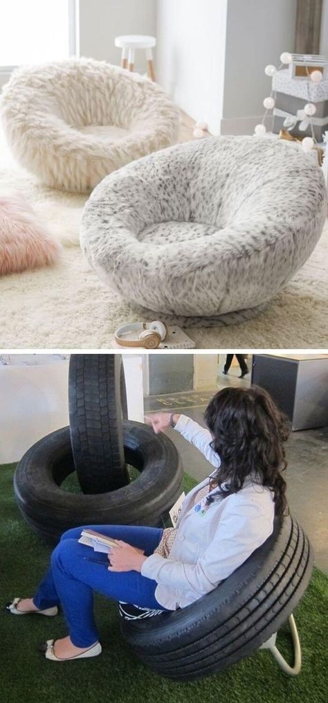 15 DIY Recycled Old Tire Furniture Ideas - Home and Garden Digest Repurpose Old Tires, Upcycle Tires, Tire Chair, Repurposed Tire, Tire Table, Tire Chairs, Reuse Old Tires, Tire Craft, Recycled Decor