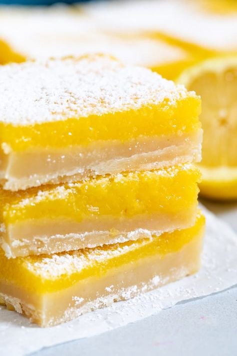 The Best Lemon Bars have a thick shortbread crust and are such an easy recipe. These homemade bars are better than Ina Garten's lemon bars with a creamy sweet and tart lemon filling. Vegan Lemon Bars, Vegan Lemon Curd, Vegan Shortbread, Gluten Free Lemon Bars, Best Lemon Bars, Lemon Bars Easy, Spring Dessert, Lemon Bars Recipe, Lemon Curd Filling