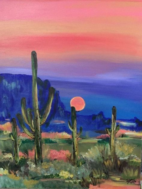 Cute Canvas Paintings, Desert Sunset, Modern Art Paintings, Arte Inspo, Sunset Painting, Art Inspiration Painting, Art Painting Acrylic, Painting Art Projects, Canvas Art Painting