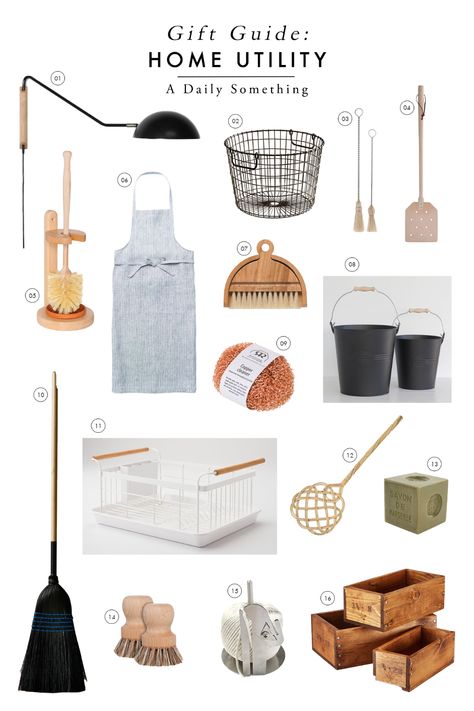 A gift guide for beautiful home utility items curated by Rebecca of A Daily Something. #formandfunction #giftguide #homeutilitygiftguide #beautifulcleaningsupplies #kitchencleaningsupplies #beautifulcleaningtools #beautifulcleaningsupplies #giftsforhomemakers Capsule Kitchen, Sparrow Academy, Spring Bedroom, Clean Pots, Cleaning Gift, Family Diy, Wooden Storage Boxes, Cozy Room Decor, Nordic Home