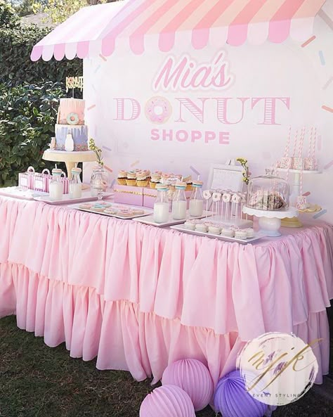 Donut Dessert Table, Donut Theme Party, Doughnut Party, Donut Themed Birthday Party, Donut Birthday Parties, Dessert Party, 10th Birthday Parties, Donut Party, Dessert Tables