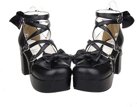 Amazon.com | Japanese Lolita Party Shoes Criss Cross High Heels Ankle Strap Dress Pumps | Pumps Princess Heels, Princess Shoes, Cosplay Shoes, Pump Dress, Perfect Shoes, Trendy Shoes, Party Shoes, Cross Straps, High Heel Pumps