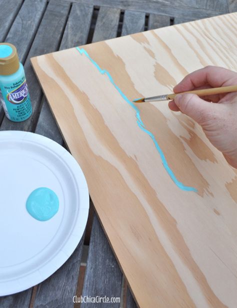 Wood Grain Wall Art Painted step 1 Art On Planks Of Wood, Painted Wood Wall Art, Wood Plank Art Ideas, Wood Canvas Ideas, Plywood Art Diy Wall Decor, Painting On Scrap Wood, Wood Plank Painting Ideas, Painting On Wood Planks Art, Paintings On Wood Boards