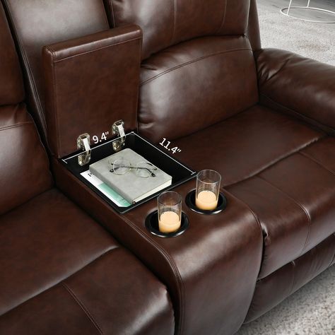 Loveseat Recliner Manual Double Sofa Loveseat Home Theater Seating with Storage Console Double Recliner RV Sofa - On Sale - Bed Bath & Beyond - 37845683 Sofa With Cup Holders, Seating With Storage, Rv Recliners, Rv Sofa Bed, Double Recliner, Rv Sofas, Leather Reclining Loveseat, Loveseat Recliners, Spacious Sofa