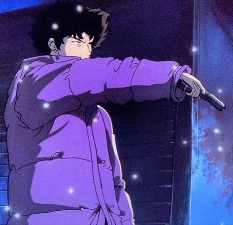 Anime Pfp Cartoon, Pfp Cartoon, Cowboy Bebop, Anime Pfp, An Anime, Anime Character, Aesthetic Anime, Cowboy, Purple