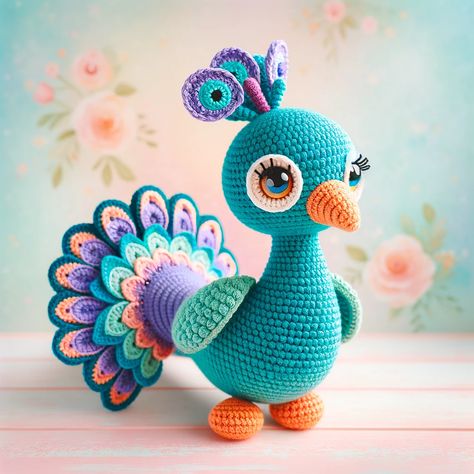 Ever thought of bringing a touch of whimsy and elegance to your crochet collection? This peacock amigurumi crochet is the perfect project to add a bit of Crocheted Peacock Free Pattern, Peacock Amigurumi Free Pattern, Peacock Crochet Pattern Free, Amigurumi Peacock, Crochet Peacock, Peacock Crochet, Crochet Doll Tutorial, Crochet Collection, Crochet Christmas Trees