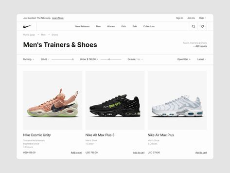 Nike Shoe Website Shoe Website Design Inspiration, Nike Website Design, Nike Web Design, Shoes Website Design, Shoe Website, Desain Ux, Fashion Web Design, Fashion Website Design, Nike Web