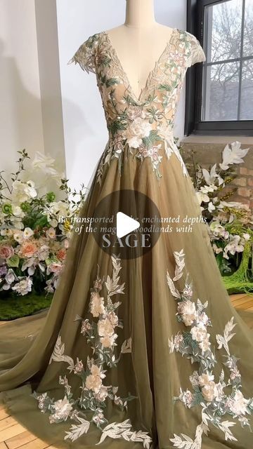 Flora And Lane Wedding Dress, Flora And Lane Dresses, Flora And Lane, Ethereal Forest, Forest Queen, Queen Wedding, Queens Wedding, Sage Dress, Fantasy Wedding