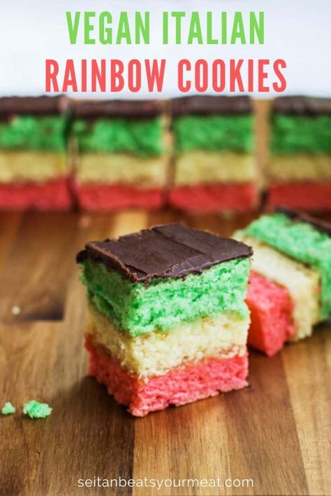 Try these vegan Italian rainbow cookies with homemade almond paste! #italianrainbowcookies #vegancookies Almond Paste Recipes, Showstopper Dessert, Italian Rainbow Cookies, Vegan Italian Recipes, Vegan Christmas Cookies, Italian Cookie, Italian Cookie Recipes, Paste Recipe, Vegan Style