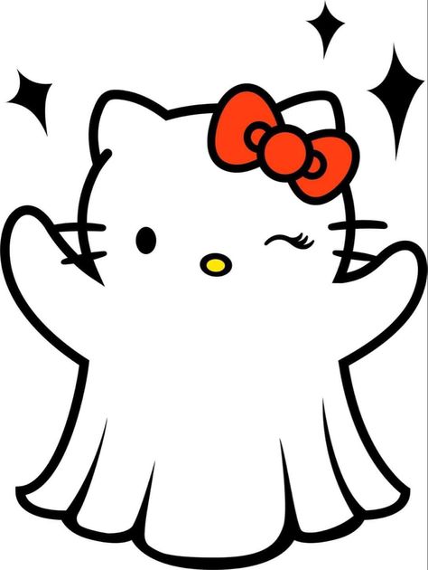 Hello Kitty Ghost, Hello Kitty Halloween Wallpaper, Halloween Wallpaper Cute, Charmmy Kitty, Hello Kitty Images, Kitty Drawing, Hello Kitty Backgrounds, Hello Kitty Drawing, Hello Kitty Cartoon