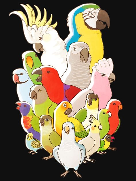 Parrot Party by JenTuyet Bird Mom, Parrots Art, Funny Parrots, Parrot Toys, Parrot Bird, Funny Birds, Pet Bird, Bird Drawings, Pretty Birds