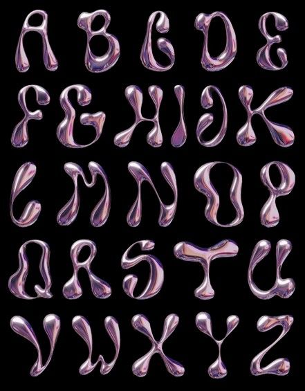 Y2k Bubble Letters, Y2k Letters Alphabet, Y2k Fonts Alphabet, Blender Typography, Y2k Alphabet, Y2k Lettering, Y2k Letters, Y2k Typography, Pretty Alphabet