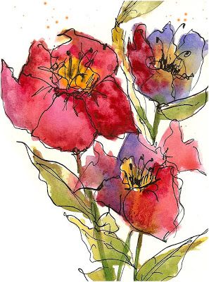 I have decided that I just love to do watercolors that are more expressive and not quite as tight. It is actually fairly hard to k... Watercolor Water, Watercolour Inspiration, Watercolor Flower Art, Cat Air, 수채화 그림, Plant Drawing, Watercolor Flowers Paintings, Pen And Watercolor, Watercolor Sketch