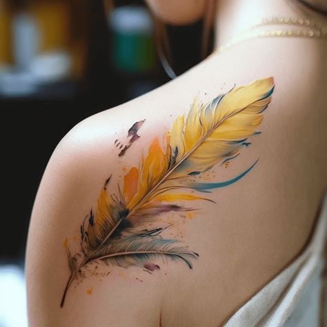 Feather Tattoo Meaning For Women, Phoenix Arrow Tattoo, Pheonix Feather Tattoos, Two Feathers Tattoo, Angel Feather Tattoo, Feathers Tattoo Design, Tattoo Faith Hope Love, Boujee Tattoos, Feather Tattoos For Women