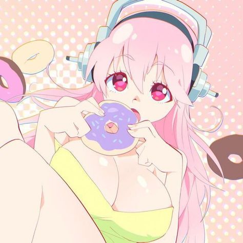 Napoleon Ice Cream, Kawaii Cutecore, Super Sonico, Pink Hair, A Girl, Ice Cream, Cream, Anime, Hair