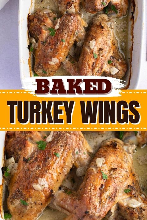 These easy baked turkey wings are outrageously scrumptious! They’re crispy on the outside, juicy on the inside, and flavorful all the way through. Crispy Turkey Wings, Bbq Turkey Wings Oven Baked, Turkey Wings Recipe Baked, Bake Turkey Wings Oven, Baked Turkey Wings Recipe Soul Food, Turkey Wings Recipe Baked With Rice, Turkey Wing Recipes Baked, Oven Baked Turkey Wings, Crispy Baked Turkey Wings