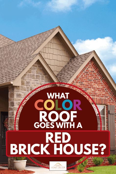 What Color Roof Goes With A Red Brick House? - Home Decor Bliss Roof Colors With Red Brick, Shingles For Red Brick House, Red Brick Roof Colors, Roof Colours With Brick, Best Roof Color For Red Brick House, Red Brick Brown Roof Exterior Houses, Red Brick House Metal Roof, Roof Shingle Colors For Red Brick House, Red Brick House Roof Color