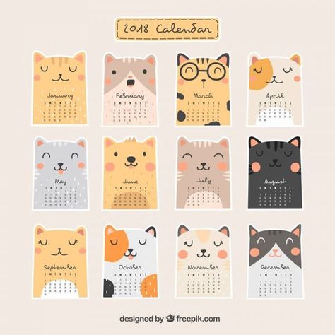 Kawaii Printable Clipart for Journal Stickers 달력 디자인, Cat Calendar, 2018 Calendar, Cute Calendar, Diy Calendar, Decoration Stickers, Bullet Journal Stickers, Photos Hd, Calendar Design