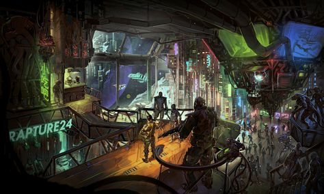 New Retro Wave, Cyberpunk City, Neo Noir, Service Station, Futuristic City, Matte Painting, Cyberpunk Art, Space Station, Environment Design