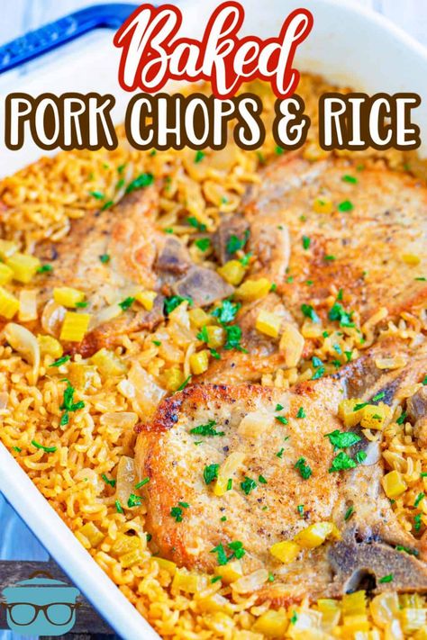 One Pan Pork Chops And Rice, One Pot Pork Chops And Rice, Butterfly Pork Chops In Oven, No Peek Pork Chops And Rice, Pork Chop And Rice Recipes, Baked Pork Chops And Rice, Pork Chop Rice, Pork Chop Casserole Recipes, Pork Chop Casserole