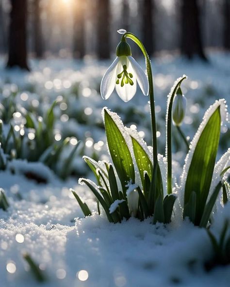 Snowdrops Aesthetic, Snowdrop Flower Aesthetic, Winter Flowers Aesthetic, Snowdrops Painting, Narnia Room, Flowers In Snow, Snow White Flowers, Flower Snowdrop, Snow Drops Flowers