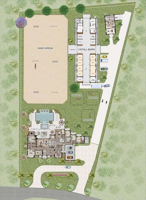 Barn Blueprints, House 2 Bedroom, Horse Farm Layout, Wellington Equestrian, Horse Stables Design, Dream Barn Stables, Barn Layout, Equestrian Barns, Horse Farm Ideas